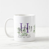 Personalisiert Bridesmaid Lila Erstname Floral Kaffeetasse (Links)