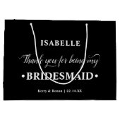 Personalisiert Bridesmaid Schwarz-weiß Vielen Dank Große Geschenktüte (Rückseite)