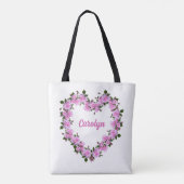 Personalisiert Bridge Pink Roses Herz Tasche (Rückseite)