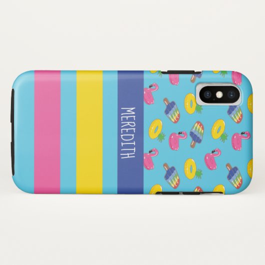 Personalisiert Bright Blue Shaped Pool Floats Case-Mate iPhone Hülle (Rückseite (Horizontal))