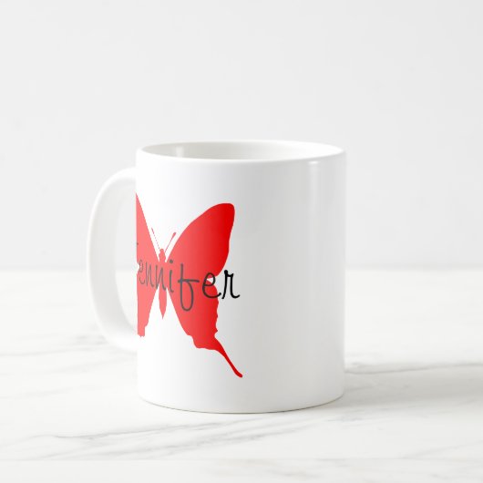 Personalisiert Bright Red Butterfly Kaffeetasse (Vorderseite Links)