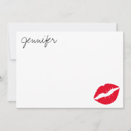 Personalisiert Bright Red Glam Lipstick Kiss Mitteilungskarte