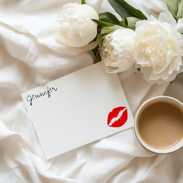 Personalisiert Bright Red Glam Lipstick Kiss Mitteilungskarte