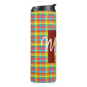 Personalisiert-Bright-Sommer-Karos Thermosbecher (Nach links gedreht)