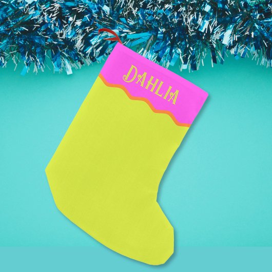 Personalisiert Bright Wavy Pink Green Orange Kleiner Weihnachtsstrumpf