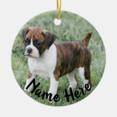 Personalisiert Brindle Boxer Weihnachtsdekoration Keramik Ornament (Vorne)