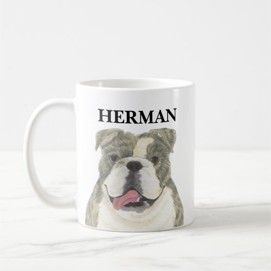 Personalisiert Brindle English Bulldog Kaffeetasse (Links)