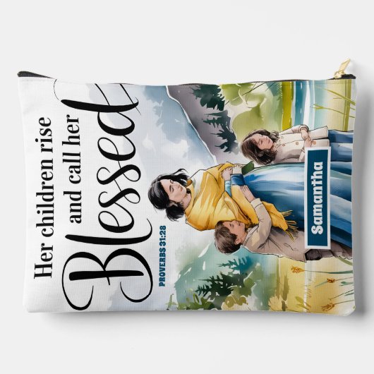 Personalisiert bringen ihre Kinder Christliche Fra Zubehörtasche (Rückseite)