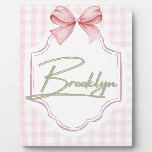 Personalisiert Brooklyn Baby Girl Kinderzimmer Bow Fotoplatte (Vorderseite)