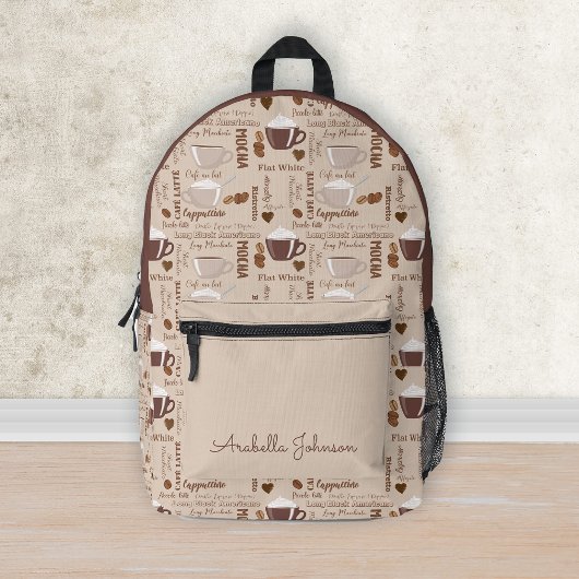 Personalisiert Brown Coffee Mocha Cappuccino Muste Bedruckter Rucksack