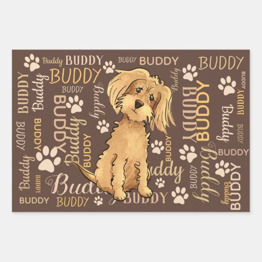 Personalisiert Brown Dog Geschenkpapier Set (Vorderseite 3)