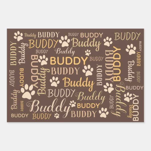 Personalisiert Brown Dog Geschenkpapier Set (Vorderseite 2)