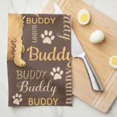 Personalisiert Brown Dog Geschirrtuch (Viertel Falte)