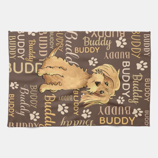 Personalisiert Brown Dog Geschirrtuch (Horizontal)