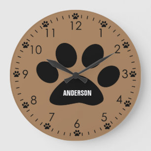 Personalisiert Brown Dog Große Wanduhr