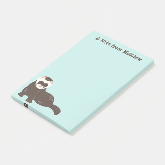 Personalisiert Brown Ferret Minze Green Post-it Klebezettel (angewinkelt)