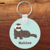Personalisiert Brown Ferret Minze Green Schlüsselanhänger (Vorderseite)