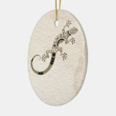 Personalisiert Brown Gecko Lizard on Stone Christm Keramik Ornament (Links)