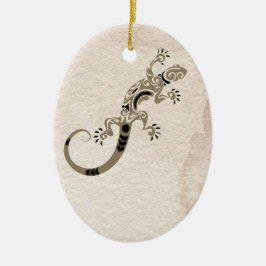 Personalisiert Brown Gecko Lizard on Stone Christm Keramik Ornament