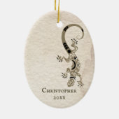 Personalisiert Brown Gecko Lizard on Stone Christm Keramik Ornament (Hinten)