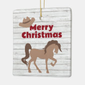 Personalisiert Brown Horse and Cowboy Hat Weihnach Keramikornament (Links)