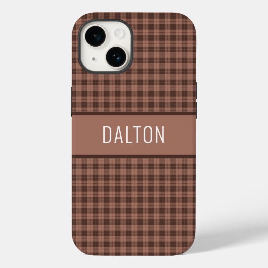 Personalisiert Brown Kariert Phone Case (Rückseite)