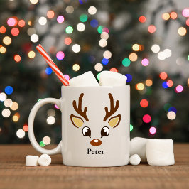 Personalisiert Brown Rentier Weihnachtsfeierlichke Kaffeetasse