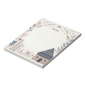Personalisiert Brown Scandinavian Hygge House Notizblock (Rotiert)