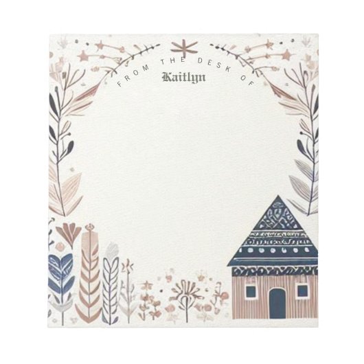 Personalisiert Brown Scandinavian Hygge House Notizblock (Vorderseite)