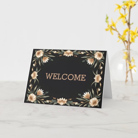 Personalisiert Brown Swirl Boarder Willkommen Karte (Gelbe Blume)