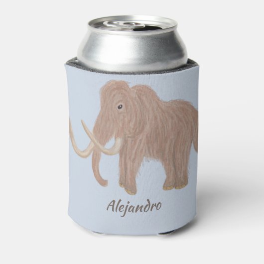 Personalisiert Brown Wooly Mammoth Illustration Dosenkühler (Kanne Rückseite)