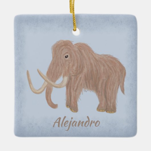 Personalisiert Brown Wooly Mammoth Illustration Keramikornament (Vorderseite)