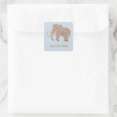 Personalisiert Brown Wooly Mammoth Illustration Quadratischer Aufkleber (Tasche)