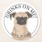 Personalisiert Brussels Griffon Dog Wedding Runder Pappuntersetzer (Vorderseite)