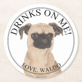 Personalisiert Brussels Griffon Dog Wedding Runder Pappuntersetzer