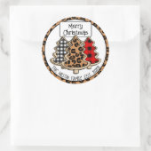 Personalisiert Buffalo Kariert Gingham Weihnachtsb Runder Aufkleber (Tasche)