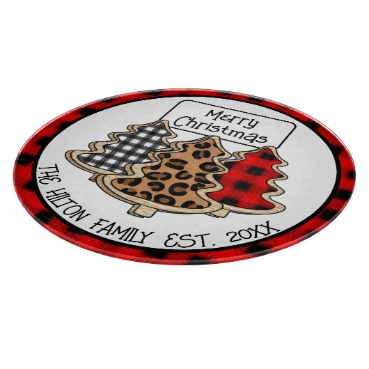 Personalisiert Buffalo Kariert Gingham Weihnachtsb Schneidebrett (Ecke)