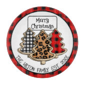 Personalisiert Buffalo Kariert Gingham Weihnachtsb Schneidebrett (Vorderseite)