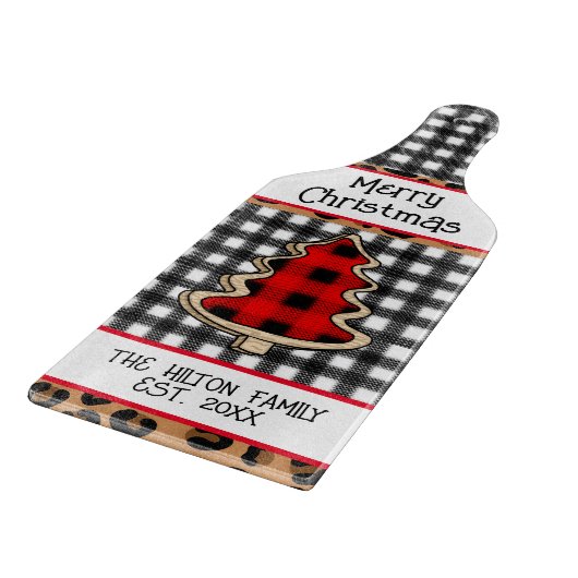 Personalisiert Buffalo Kariert Gingham Weihnachtsb Schneidebrett (Ecke)