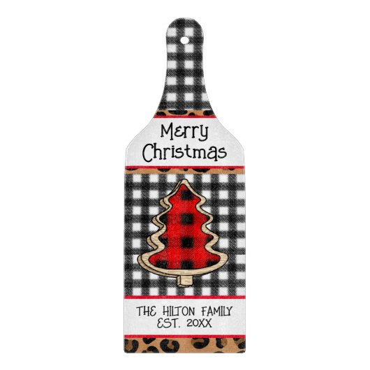 Personalisiert Buffalo Kariert Gingham Weihnachtsb Schneidebrett (Vorderseite)