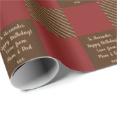 Personalisiert Buffalo Karo Brown Happy Birthday Geschenkpapier (Rolleneckpunkt)