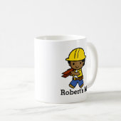 Personalisiert Builder Boy in Yellow Hard Hat Kaffeetasse (VorderseiteRechts)