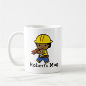 Personalisiert Builder Boy in Yellow Hard Hat Kaffeetasse (Links)
