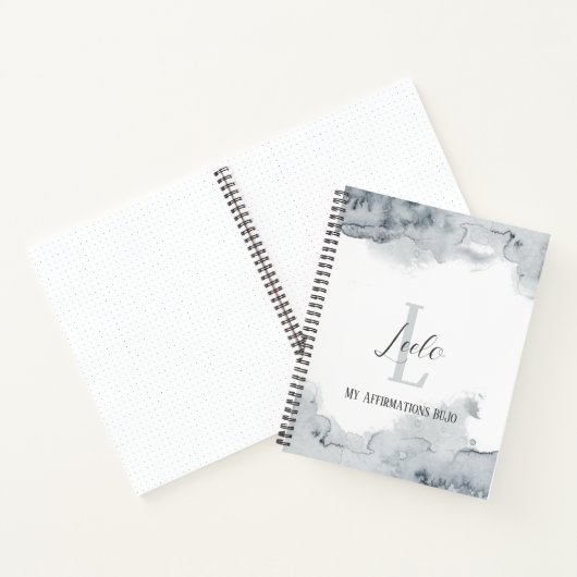 Personalisiert Bujo Gray Wasserfarben Affirmations Notizblock (Innenseite)