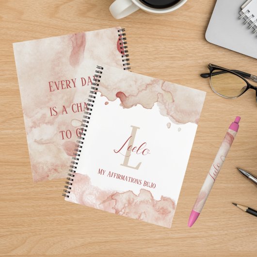 Personalisiert Bujo Pink Aquarellfarben Affirmatio Notizblock