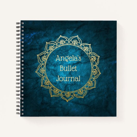 Personalisiert Bullet Journal Gold Mandala Notizblock (Vorderseite)