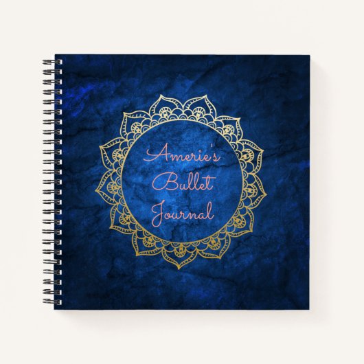 Personalisiert Bullet Journal Gold Mandala Notizblock (Vorderseite)