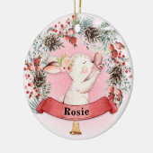 Personalisiert Bunny Christmas Blumenstrauß Keramik Ornament (Links)