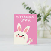 Personalisiert Bunny Geburtstag Postkarte (Stehend Vorderseite)