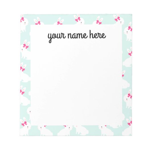 Personalisiert Bunny Rabbit Notepad Notizblock (Vorderseite)